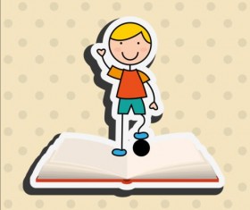 Student with book vector sticker 04