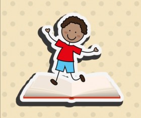 Student with book vector sticker 05