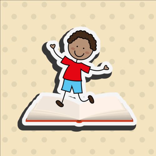 Student with book vector sticker 05