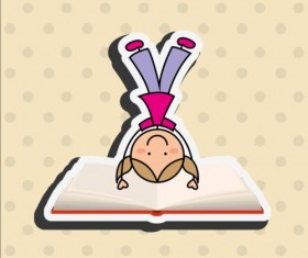 Student with book vector sticker 06