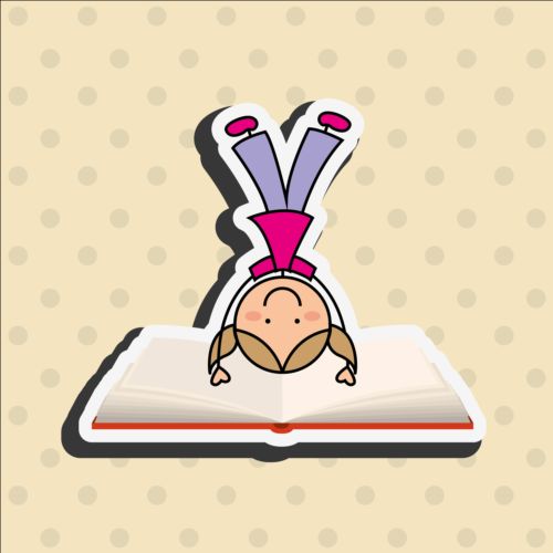 Student with book vector sticker 06