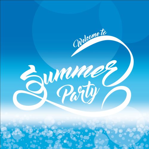 Summer party text logos design vector 02