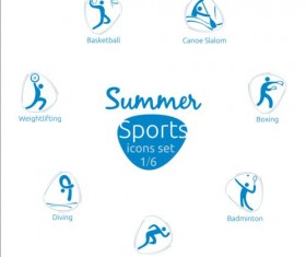 Summer sports icons creative design 01