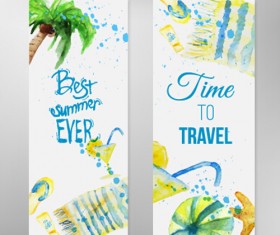Summer travel banner with watercolor vector