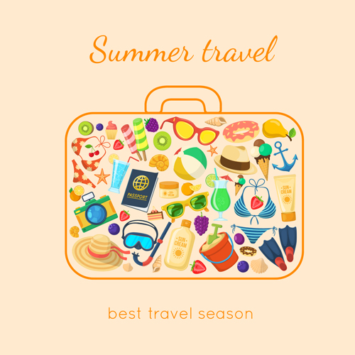 Summer travel vacation vector background 01
