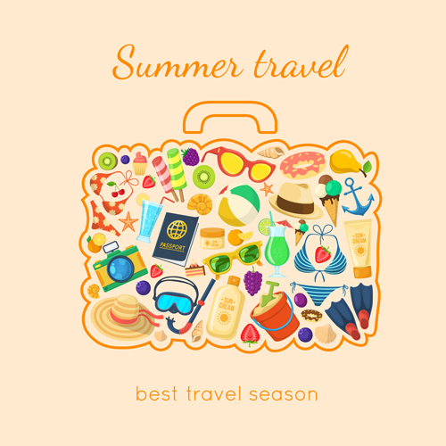 Summer travel vacation vector background 02