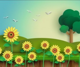 Sunflower with tree vector material