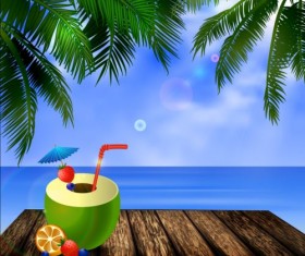 Sunner holiday with beach sea vector design 01