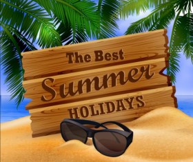 Sunner holiday with beach sea vector design 05