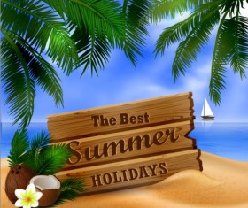 Sunner holiday with beach sea vector design 10