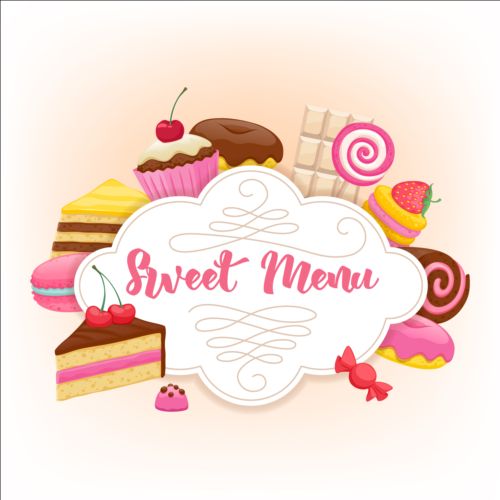 Sweet menu cover design vector