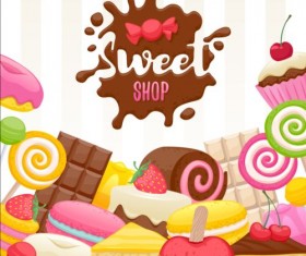 Sweet shop background art vector 01