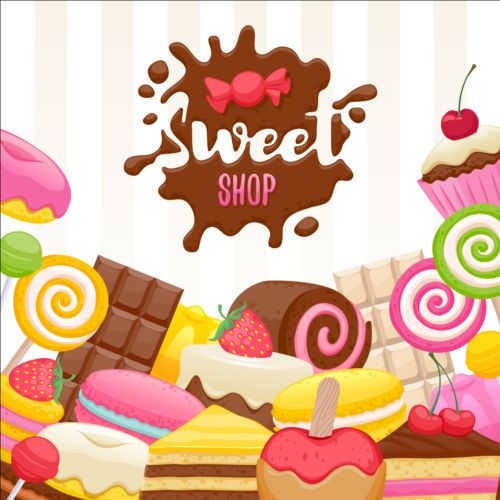 Sweet shop background art vector 01