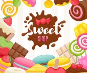 Sweet shop background art vector 02