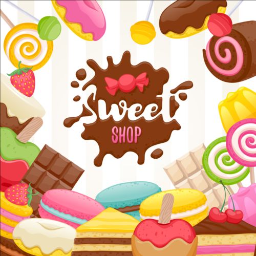 Sweet shop background art vector 02
