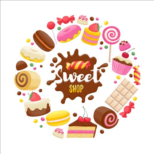 Sweet shop background art vector 03