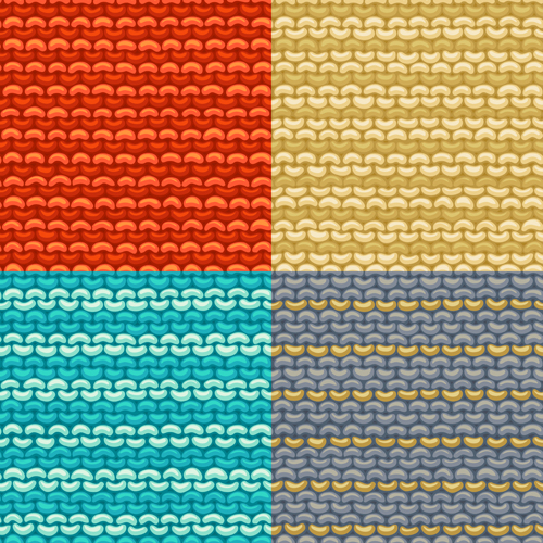 Textures knitted pattern set vector 01