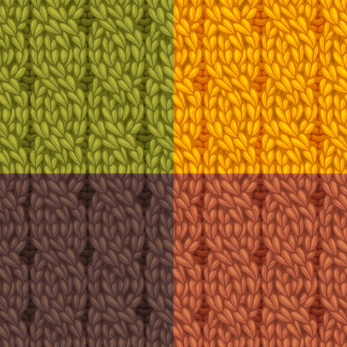 Textures knitted pattern set vector 03