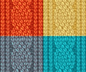 Textures knitted pattern set vector 06