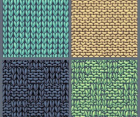Textures knitted pattern set vector 08