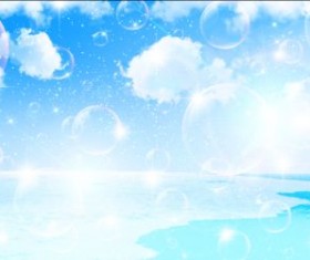 Transparent bubble with sea vector background