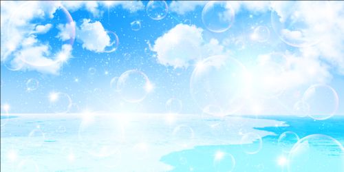 Transparent bubble with sea vector background