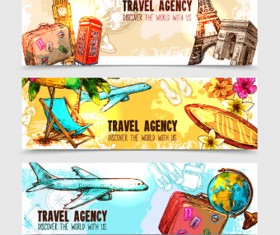 Travel agency banner hand drawn vector