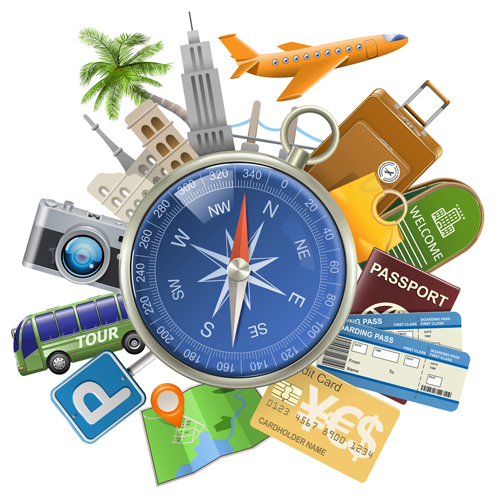 Travel with compass vector