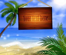 Tropical beach with summer holiday vector 04