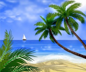 Tropical beach with summer holiday vector 06