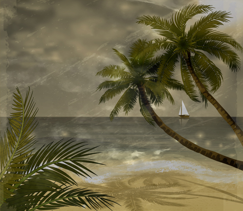 Tropical beach with summer holiday vector 07