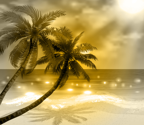 Tropical beach with summer holiday vector 09
