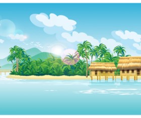 Elements of Tropical Scenery background vector 02 free download