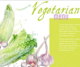 Vegetables menu watercolor vector 01