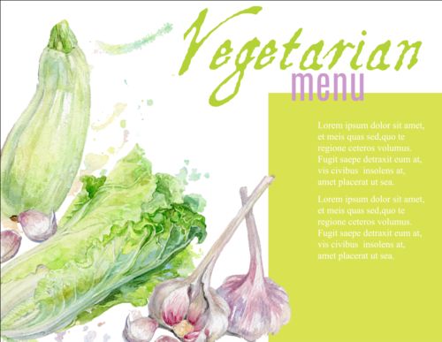 Vegetables menu watercolor vector 01