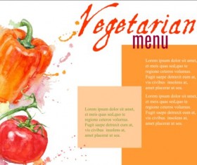 Vegetables menu watercolor vector 02