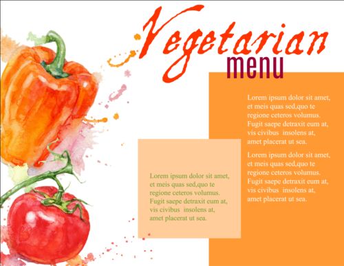 Vegetables menu watercolor vector 02