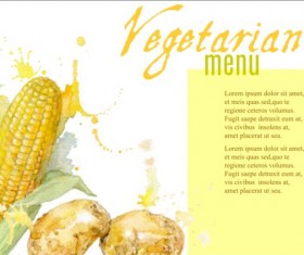 Vegetables menu watercolor vector 03