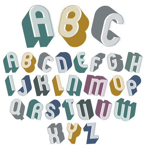 Vintage 3D alphabet vector