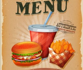 Vintage fast food poster design vector 05