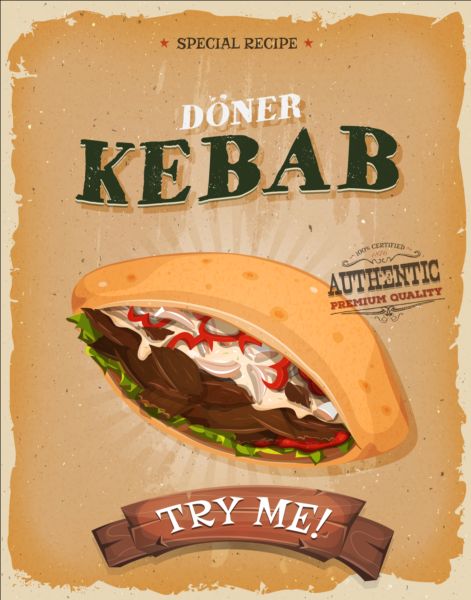 Vintage fast food poster design vector 07