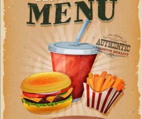 Vintage fast food poster design vector 10