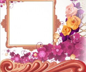 Vintage flower with frame backgrounds vector 01