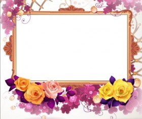 Vintage flower with frame backgrounds vector 03