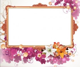 Vintage flower with frame backgrounds vector 04