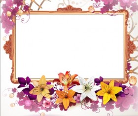 Vintage flower with frame backgrounds vector 05