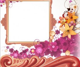 Vintage flower with frame backgrounds vector 06