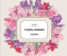 Vintage flower with frame design vector 01
