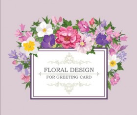 Vintage flower with frame design vector 05