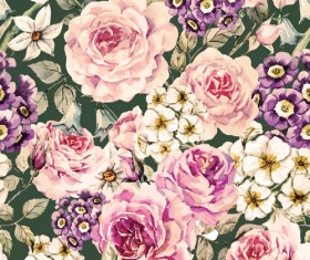 Vintage flowers seamless pattern vectors 01